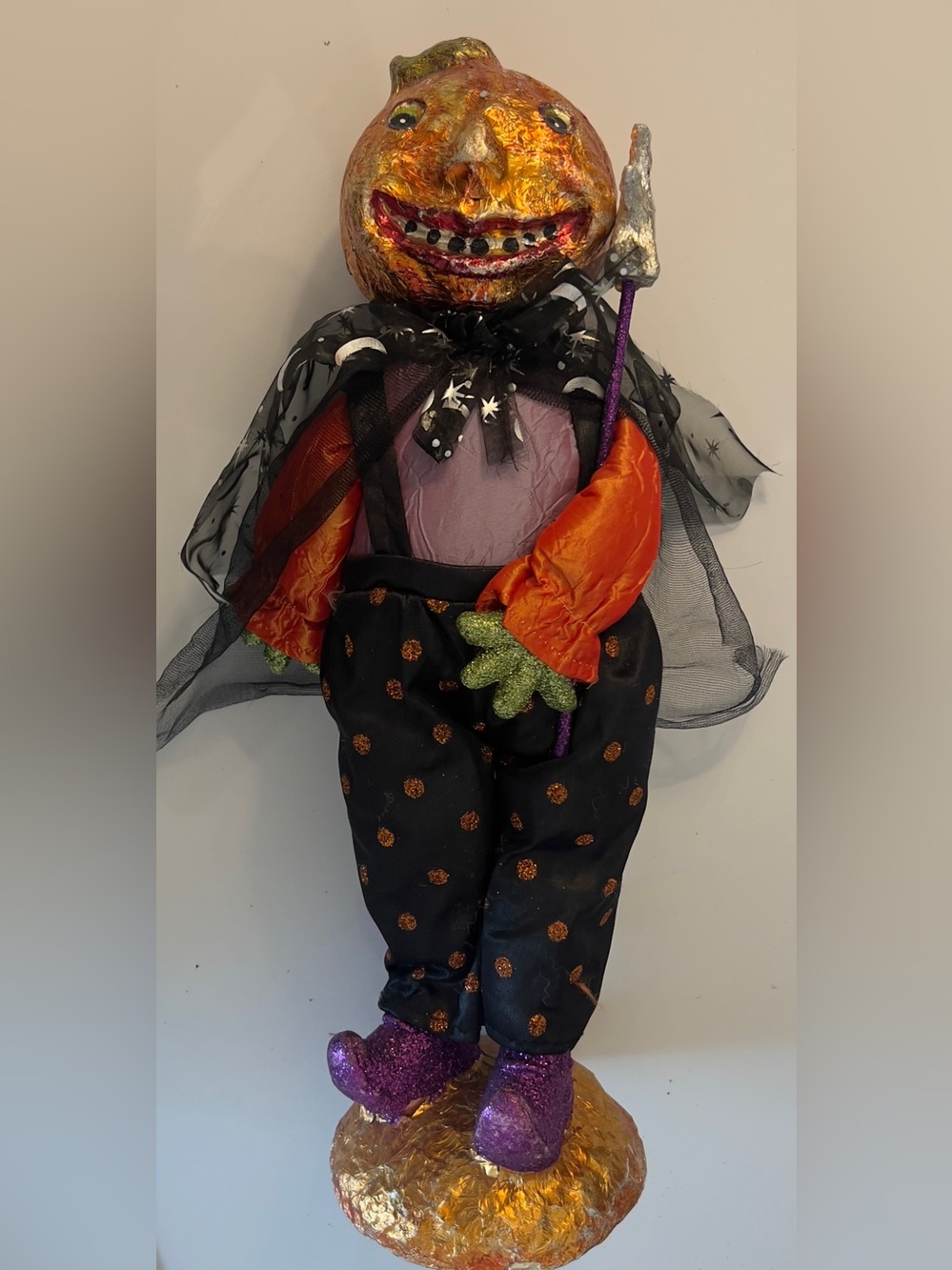 Vintage Halloween decorative figurine textured papier-mâché molded design